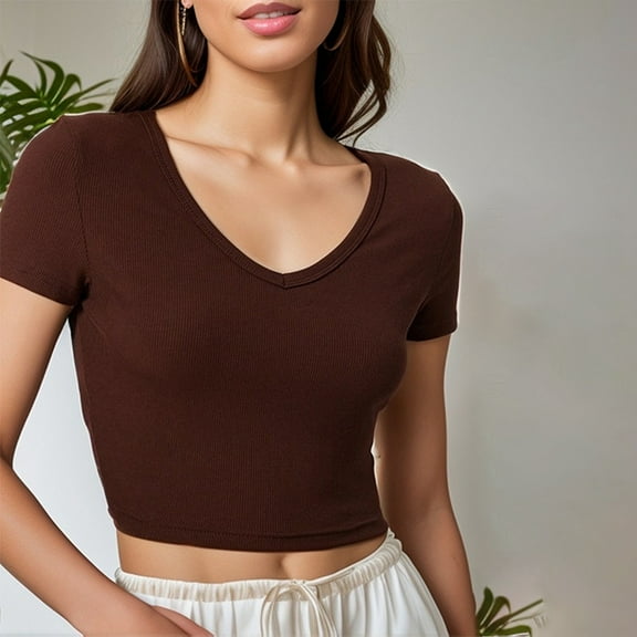 SNKSDGM Women's Plus Casual Easter Shirts off The Shoulder Tops for Women Long Sleeve Women's Fashion Rayon Ribbed Slim fit V Neck Short Sleeved All Base Top Womens Tops Trendy Long Sleeve