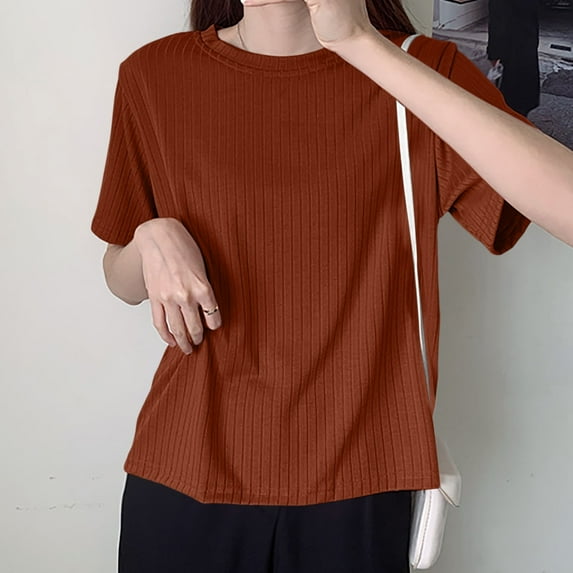 SNKSDGM Women's Plus Casual Easter Shirts off The Shoulder Tops for Women Plus Size Women's Casual Loose Solid Color Shirt with Crew Neck and Sleeved Drop Spring Tops for Women 2025 Trendy Dressy