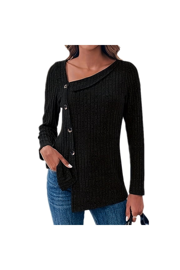 Women's Plus Casual Easter Shirts Spring Tops for Women 2025 Plus Size Women's Loose Buttoned Asymmetrical Long Sleeve Irregular Hem Tunic Top Plus Size Tops for Women Dressy 3X