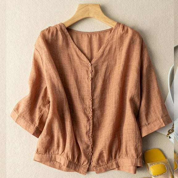 SNKSDGM Women's Plus Casual Easter Shirts Summer Tops for Women 2025 Vacation Women's Plus Size Linen Casual Loose Tunic Top Breathable & Comfortable Boho Blouse Going Out Tops for Women College Sexy