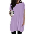 thumbnail image 1 of SNKSDGM Women's Plus Casual Easter Shirts for Women Graphic Tees for Women Vintage 70S Women Casual Fashion Solid Color Round Neck Short Sleeve Pocket Long Top off The Shoulder Tops for Women Loose, 1 of 3