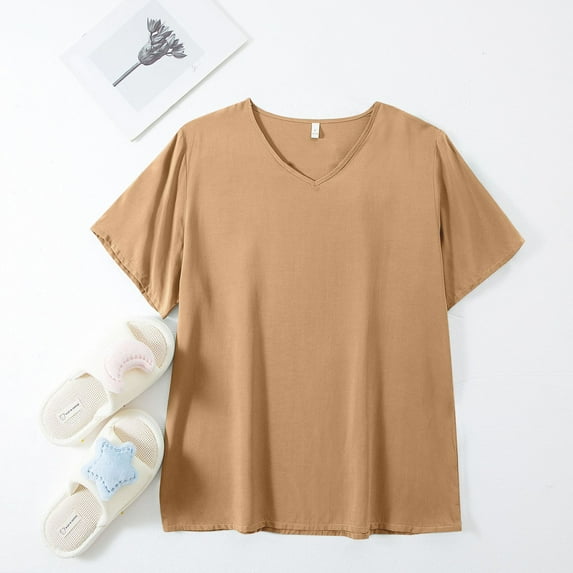 SNKSDGM Women's Plus Casual Easter Shirts for Women Plus Size Tops for Women 5X-6X Summer Ladies' Solid Color Contrast Top Graphic Tees for Women Vintage 90S