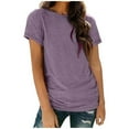 thumbnail image 1 of SNKSDGM Women's Plus Casual Easter Shirts for Women Short Sleeve Shirts for Women Casual Boho Women's Casual Solid Color Crew Neck Short Sleeved T Shirt Top Womens Tops Trendy Fall, 1 of 3