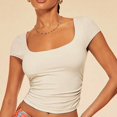 thumbnail image 1 of SNKSDGM Women's Plus Casual Easter Shirts for Women Womens Tops Plus Size Women Fashion Solid Slim Square Neck Short Sleeve Casual T Shirt Top Womens Tops Dressy Blouses Lace, 1 of 4