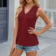 thumbnail image 1 of SNKSDGM Women's Plus Casual Easter Shirts for Women Womens Tops Plus Size Women's 2025 Spring/Summer New V Neck Lace Panel Loose Sleeveless Tank Top Women's T Shirt Going Out Tops for Women Sexy, 1 of 6