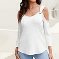 thumbnail image 1 of SNKSDGM Women's Plus Casual Easter Shirts Women's Tops 3/4 Sleeve Women's V Neck Sleeve Shirts Cold Shoulder Tops Basic Summer Tees Womens Shirts Long Sleeve Business Casual, 1 of 3
