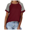 thumbnail image 1 of SNKSDGM Women's Plus Casual Easter Shirts Women's Tops Casual Women Raglan Top Shirt Color Block Loose T Shirts Short Sleeve Round Neck Blouse Casual Tee Blouse Top Tops for Women Trendy Long Sleeve, 1 of 7