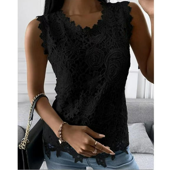 SNKSDGM Women's Plus Casual Easter Shirts Womens Short Sleeve Tops Blue Women's T Shirt Lace Crochet Lace Double Baggy Crew Neck Lace Vest Top Spring Tops for Women 2025 Boho