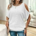 thumbnail image 1 of SNKSDGM Women's Plus Casual Easter Shirts Womens Tops Trendy Xs Women Casual Solid Round Neck Shirt Short Sleeve Loose Shirt Blouse Cold Shoulder Pleated Tops Shirts for Women Trendy Teen, 1 of 5