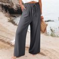 thumbnail image 1 of SNKSDGM Women's Plus Dress Pants Women High Waisted Stretch Capri Pants for Women Petite Women's Flowy Wide Leg Pants Casual Beach Pants High Waisted Drawstring Palazzo Trousers with Pockets, 1 of 3