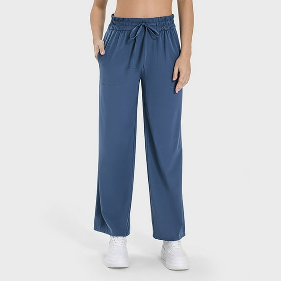SNKSDGM Women's Plus Dress Pants Women Petite High Waisted Women's Pants Petite Elastic Waist Women Wide Leg Pants Capris Athletic Casual with Pockets Drawstring Walking Workout