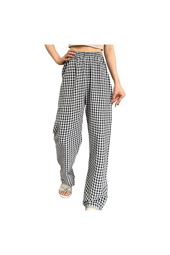 Women's Plus Dress Pants Women Petite Short Length Slacks Linen Pants Women Petite Short Women's Casual Plaid Print Elastic Waist Drawstring Pants Comfy Trousers