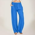 thumbnail image 1 of SNKSDGM Women's Plus Dress Pants Women Petite Stretchy Women's Pants Plus Size Jeans Women Linen Pants Summer Wide Leg Casual Loose Drawstring High Waist Palazzo Pants Trousers with Pockets, 1 of 6