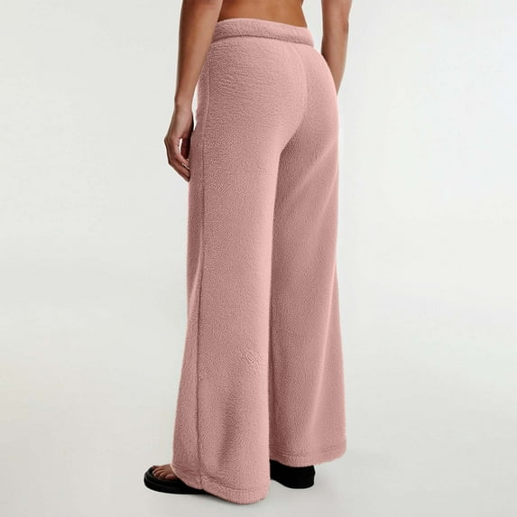 SNKSDGM Women's Plus Dress Pants Women Plus Size Stretchy Womens Dress Pants Wide Leg Mid Rise Women's Solid Color Sweatpants Cozy Loose Pants for Fall and Winter