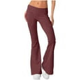 thumbnail image 1 of SNKSDGM Women's Plus Dress Pants Women Plus Size Tall Black Dress Pants Women Stretchy Pull on Women's Flare Leggings Fold Over Yoga Pants Workout Gym Pants with Pockets Bootcut Bottom Leggings Pant, 1 of 8