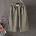 thumbnail image 1 of SNKSDGM Women's Plus Dress Pants Women Stretchy High Waist Cargo Pants Women Jeans Baggy Women's Summer Solid Color Drawstring Pocket Versatile Elastic Waist Design Casual Cropped Pants, 1 of 3