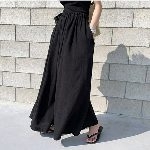 SNKSDGM Women's Plus Dress Pants Women Stretchy Waist Linen Pants Women Tall Women Elastic Waist Casual Pants Joggers Yoga Pants Pockets Wide Leg Pants Cropped Pants