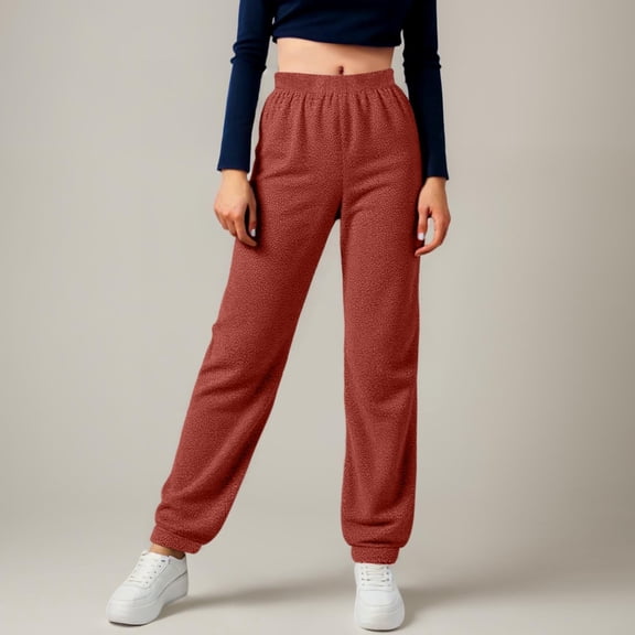 SNKSDGM Women's Plus Dress Pants Women Tall Ankle Wide Leg Capri Sweatpants Women Womens Winter Elastic Thickened Solid Color Thermal Full Length Loose Comforting Warm Capris Leggings