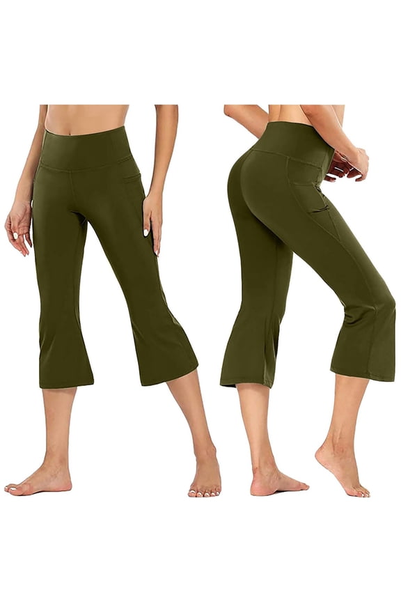 Women's Plus Flare Yoga Pants for Women Petite Seamless High Waisted Leggings with Pockets 3X Women's Capri Trousers Wide Leg Casual Athletic Yoga Pants with Pockets Flare Leisure Trouser
