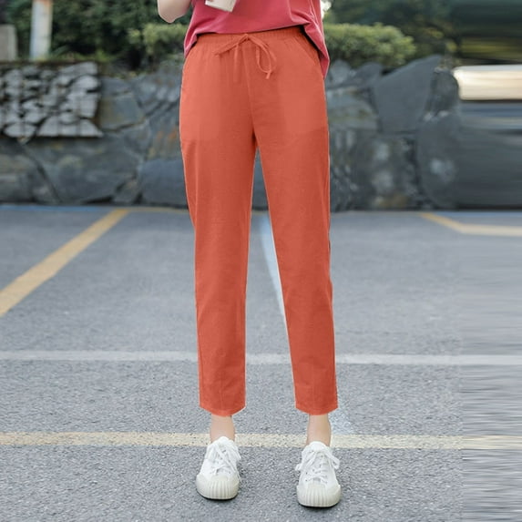 SNKSDGM Women's Plus Linen Pants Women Plus Size Wide Leg Capri Women's Pants Petite Plus Women Summer High Waisted Palazzo Pants Wide Leg Long Pant Trousers with Pocket