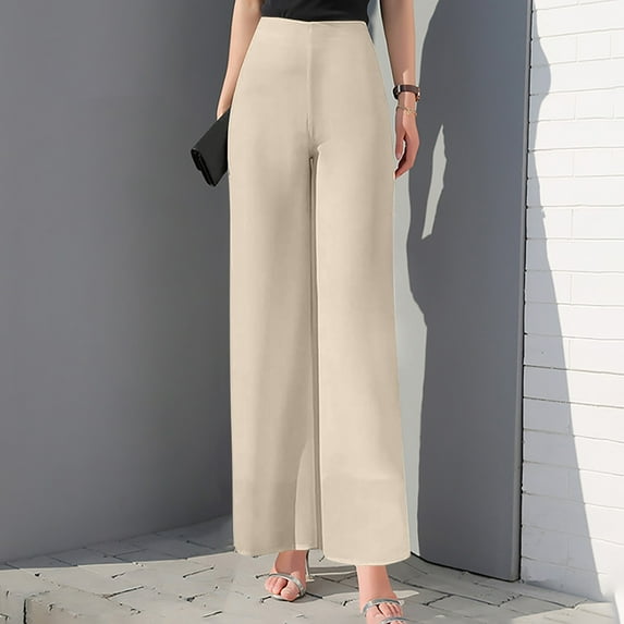 SNKSDGM Women's Plus Panties for Women Cotton No Show Women's Pants Suits for Work Dressy Women's Lightweight Chiffon High Elastic Waist Flowing Trousers Flared Straight Leg Women Wedding Culottes