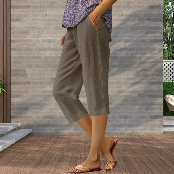 SNKSDGM Women's Plus Panties for Women Pack Plus Size Womens Dress Pants High Waisted Slim Fit Women's Solid Color Loose Pants Cropped Pants