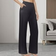 thumbnail image 1 of SNKSDGM Women's Plus Pants for Women with Pockets Linen Pants Women Petite Dressy Yoga Pants Women Wide Leg Pants with Pockets High Waist Stretch Dress Casual Sweatpants, 1 of 4