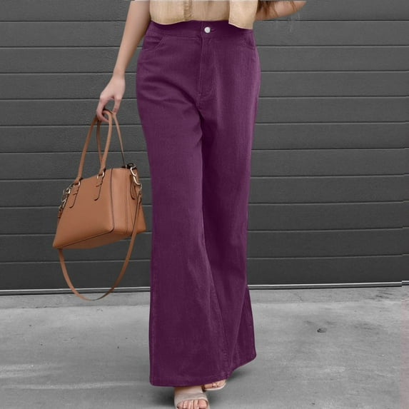 SNKSDGM Women's Plus Pants for Women Work Casual Cropped Pants for Women Trendy Summer Women's Autumn Winter Solid Color Mid Waist Slim Fit Bottoms Corduroy Casual Pants Trousers