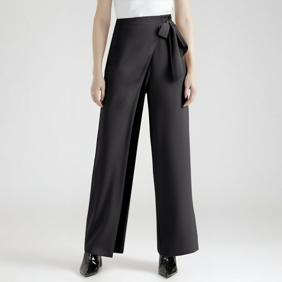 SNKSDGM Women's Plus Pants for Women Linen Pants for Women Petite Short Women's Workplace Dress Pants Casual Texture Wide Leg Belt Temperament Pants