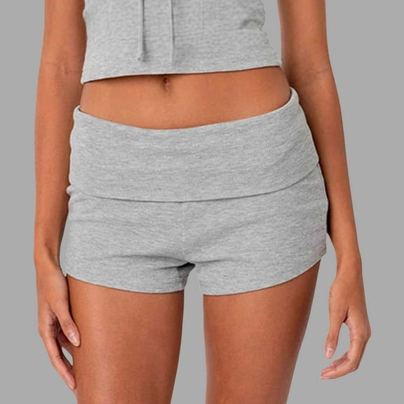 SNKSDGM Women's Plus Plus Size Yoga Pants for Women Capri Womens Leggings with Pocket Flare Women's Folding Waist Solid Color Short Base Skinny Low Rise Leggings