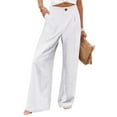 thumbnail image 1 of SNKSDGM Women's Plus Summer Pants for Women Work Panties for Women Pack Lace Women Fashion Elastic Waist Wide Leg Pants for Elastic Waist Loose Comfy Casual Pants Pockets Pants, 1 of 5