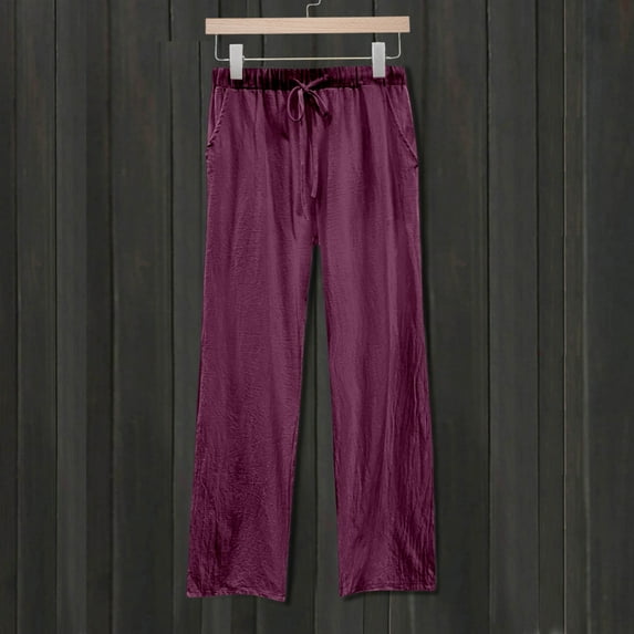 SNKSDGM Women's Plus Sweatpants Women Baggy Pack Womens Summer Pants Womens Daily Elastic Waist Workout Trousers Solid Long Pants Loose Casual Pockets Trousers L