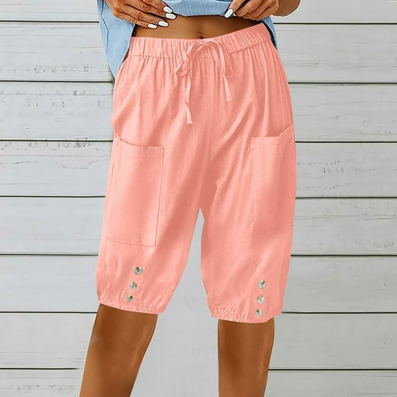 SNKSDGM Women's Plus Sweatpants Women Plus Size Work Pants Women Stretch Long Women's New Loose Fitting High Waisted Casual Pants with A Five Point Bottom Button