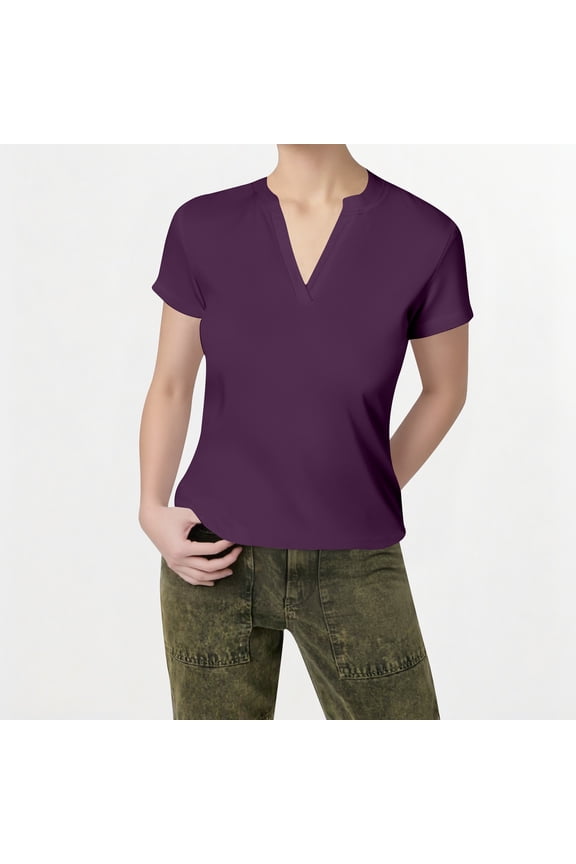 Women's Plus Tops for Women Trendy Spring 2025 Womens Tops Trendy 2025 Spring Summer V Neck Loose Fit Tail Hem Short Sleeve Blouse for Women Casual Summer Top S