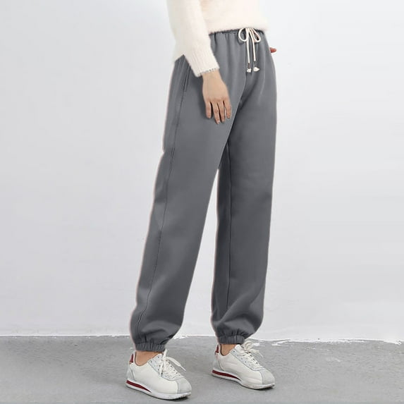 SNKSDGM Women's Plus White Linen Pants Women Beach Linen Pants Women Plus Size Tall Women's Solid Color Winter Elastic Waistband with and Drawstring Casual Sports Pants