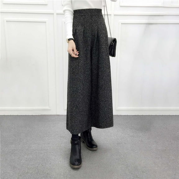 SNKSDGM Women's Plus White Linen Pants Women Tall Linen Pants Women Plus Size Tall Women’S Winter Solid Color Wool Blend Casual Wide Leg Crop Pants for Comfort and Style