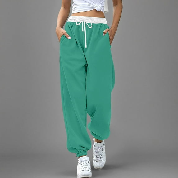 SNKSDGM Women's Plus Wide Leg Capri Sweatpants Women Black Pants for Women Dressy Wedding Women Bottom Sweatpants Joggers Pants Workout High Waisted Yoga Pants with Pockets