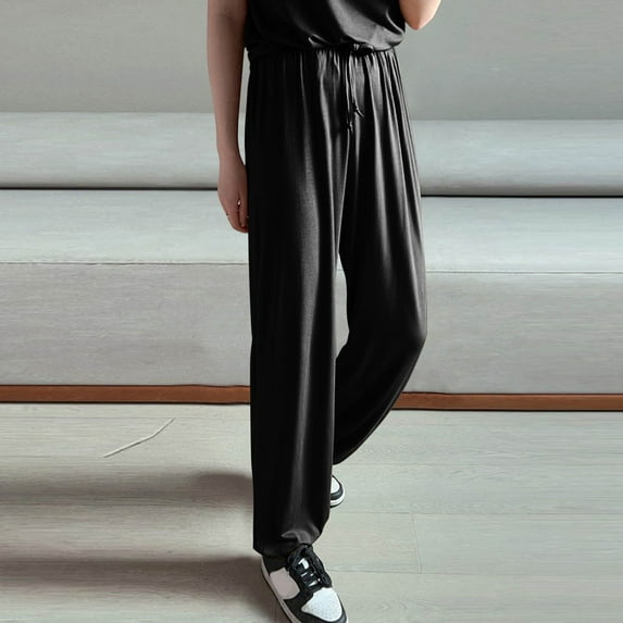 SNKSDGM Women's Plus Wide Leg Pants Woman Women's Pants Casual Work Slacks Women's Spring Drape Loose Skinny Leggings Summer Thin Women's Sports Harem Pants