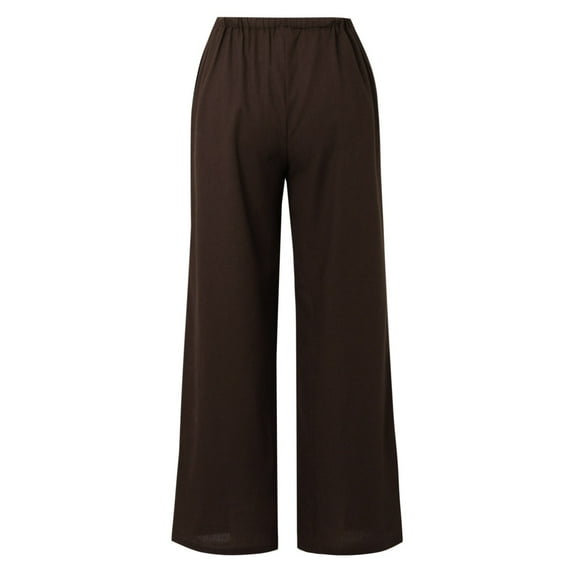 SNKSDGM Women's Plus Wide Leg Pants Women Petite Length Dress Pants Women High Waisted Straight Leg Women Color Tightness Wide Leg Pants Pocket Drawstring Trousers