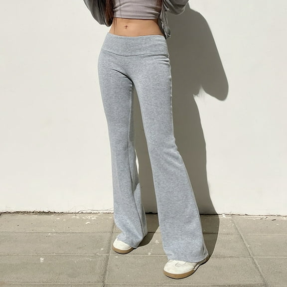 SNKSDGM Women's Plus Wide Leg Pants Women Stretchy Sweatpants Women Baggy Wide Leg Women's Fashion Casual Solid Color Knitted Yoga Pants Comfortable Low Rise Slim Slim Tracksuit Pants