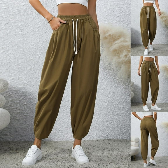 SNKSDGM Women's Plus Wide Leg Sweatpants Women Petite Red Womens Sweatpants Pack Wide Leg Women Solid Color Trouser Pant with Pocket and Elastic Waist Loose T Shirt Casual Loose Pants