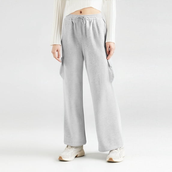 SNKSDGM Women's Plus Wide Leg Sweatpants Women Petite Set Womens Summer Pants Lightweight Women's High Waist Drawstring Wide Leg Overalls Fashion Casual Loose Jogging Belt Pocket