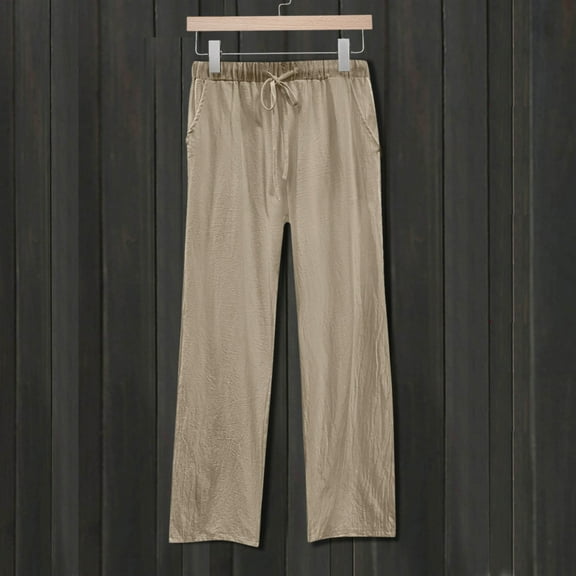 SNKSDGM Women's Plus Women Linen Pants Tall Length Work Pants Women High Waisted Jeans Womens Daily Elastic Waist Workout Trousers Solid Long Pants Loose Casual Pockets Trousers