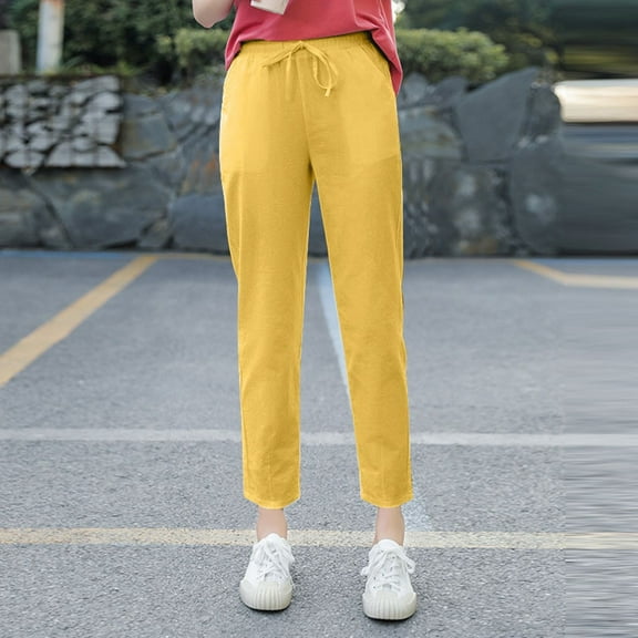 SNKSDGM Women's Plus Women Linen Pants Xs Women's Pants Petite Plus Women Summer High Waisted Palazzo Pants Wide Leg Long Pant Trousers with Pocket