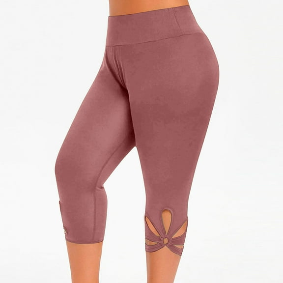 SNKSDGM Women's Plus Women's Pants Elastic Waist for Older Women Women's Pants Petite Short Casual Plus Size Leggings Women Elastic Waist Plus Solid Pants Hollow Fashion Pants