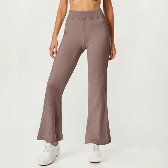 SNKSDGM Women's Plus Women's Pants Elastic Waist Petite Women Linen Pants Capri Casual Shopping High Waist Knit Flared Pants Slacks Women L