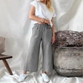 thumbnail image 1 of SNKSDGM Women's Plus Women's Pants Petite Black Womens Dress Pants Straight Leg Short Loose Striped Linen Pocket Trousers for Women, 1 of 4