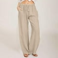 thumbnail image 1 of SNKSDGM Women's Plus Women's Pants Plus Size Sweatpants Women Wide Leg Set Wide Pants Waist Long Drawstring Casual Linen Elastic Women Leg Solid Pants, 1 of 4