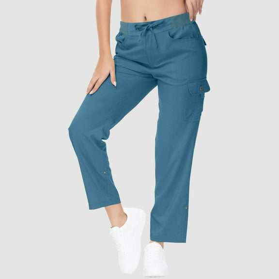 SNKSDGM Women's Plus Women's Pants Suit Black Pants for Women with Pockets Women High Waisted Wide Leg Pants Fashion Drawstring Elastic Trousers Comfy Straight Leg Long Pants with Pockets