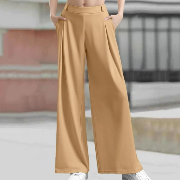 SNKSDGM Women's Plus Women's Pants with Pockets on Legs Work Pants Women Plus Size High Waisted New Drape High Waist Wide Leg Casual Slacks.